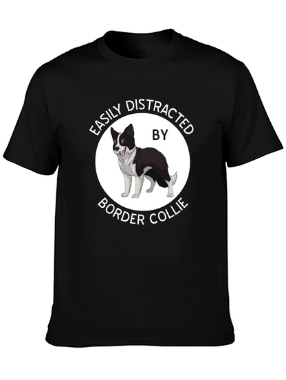 Camiseta Negra Fácilmente Distraído por Border Collie