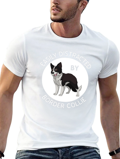 Camiseta Negra Fácilmente Distraído por Border Collie