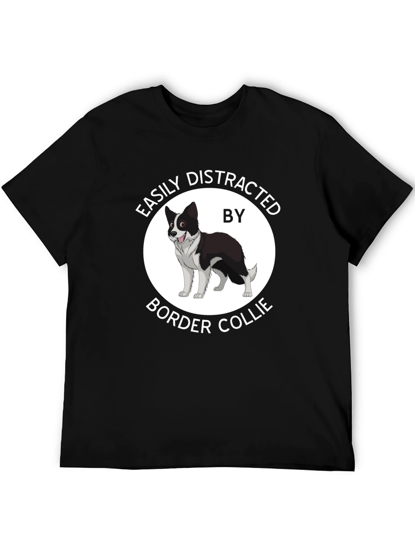 Camiseta Negra Fácilmente Distraído por Border Collie