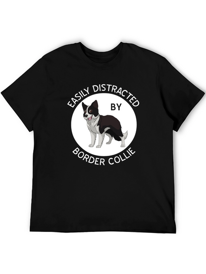 Camiseta Negra Fácilmente Distraído por Border Collie