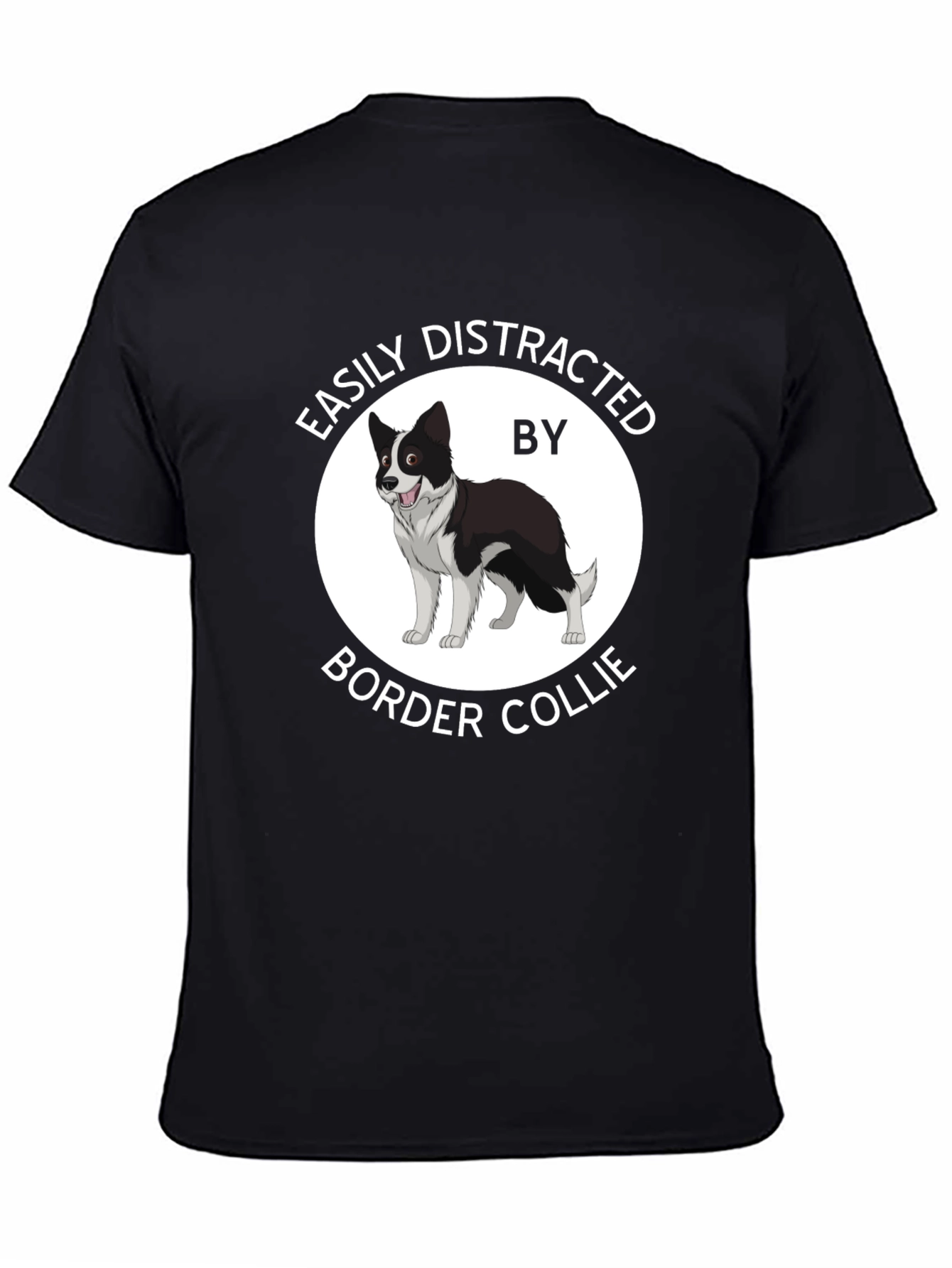 Camiseta Negra Fácilmente Distraído por Border Collie