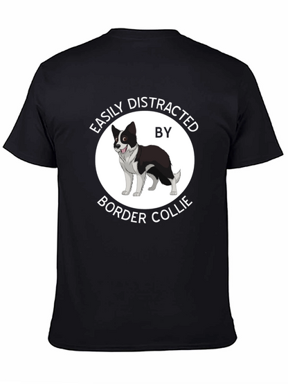 Camiseta Negra Fácilmente Distraído por Border Collie