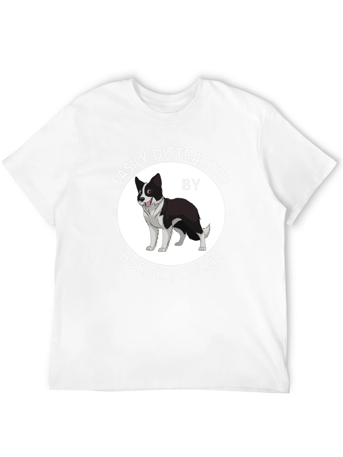 Camiseta Negra Fácilmente Distraído por Border Collie