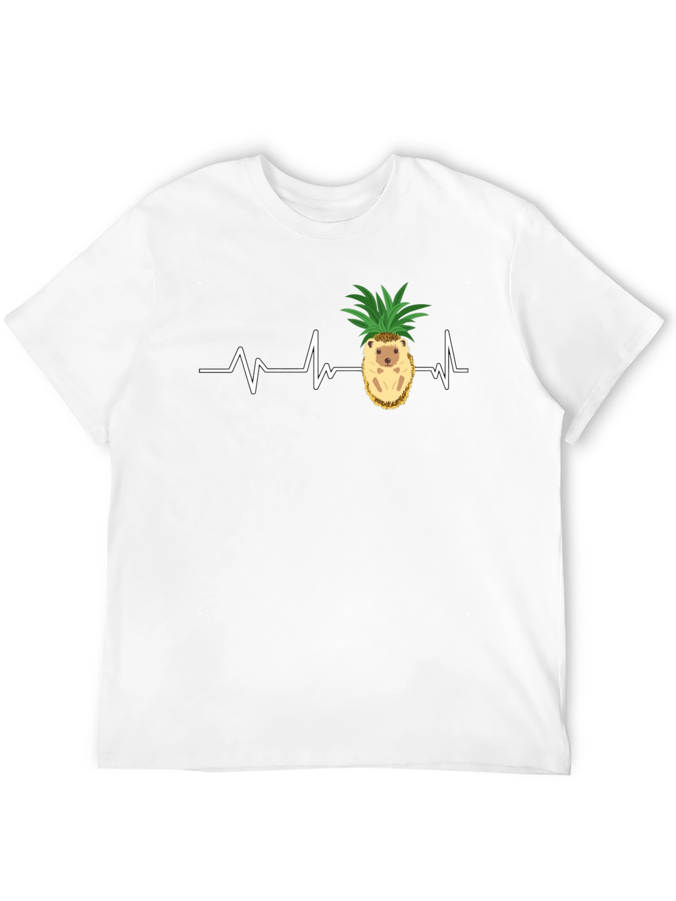 Camiseta Negra con Diseño de Erizo-Piña y Latido