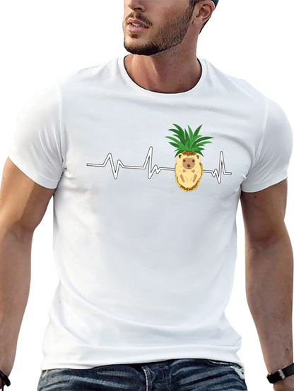 Camiseta Negra con Diseño de Erizo-Piña y Latido