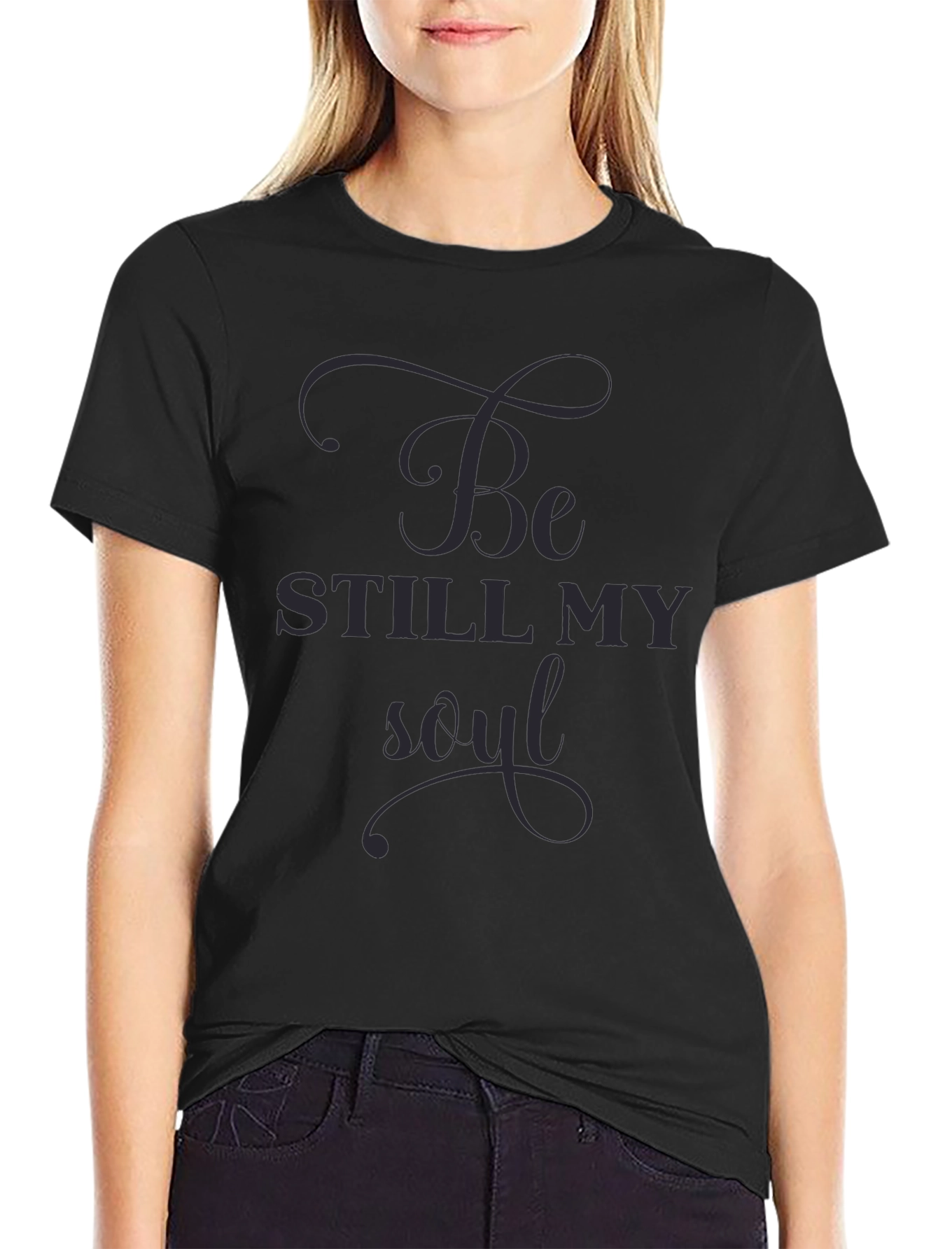 Camiseta Negra con Estampado Be Still My Soul