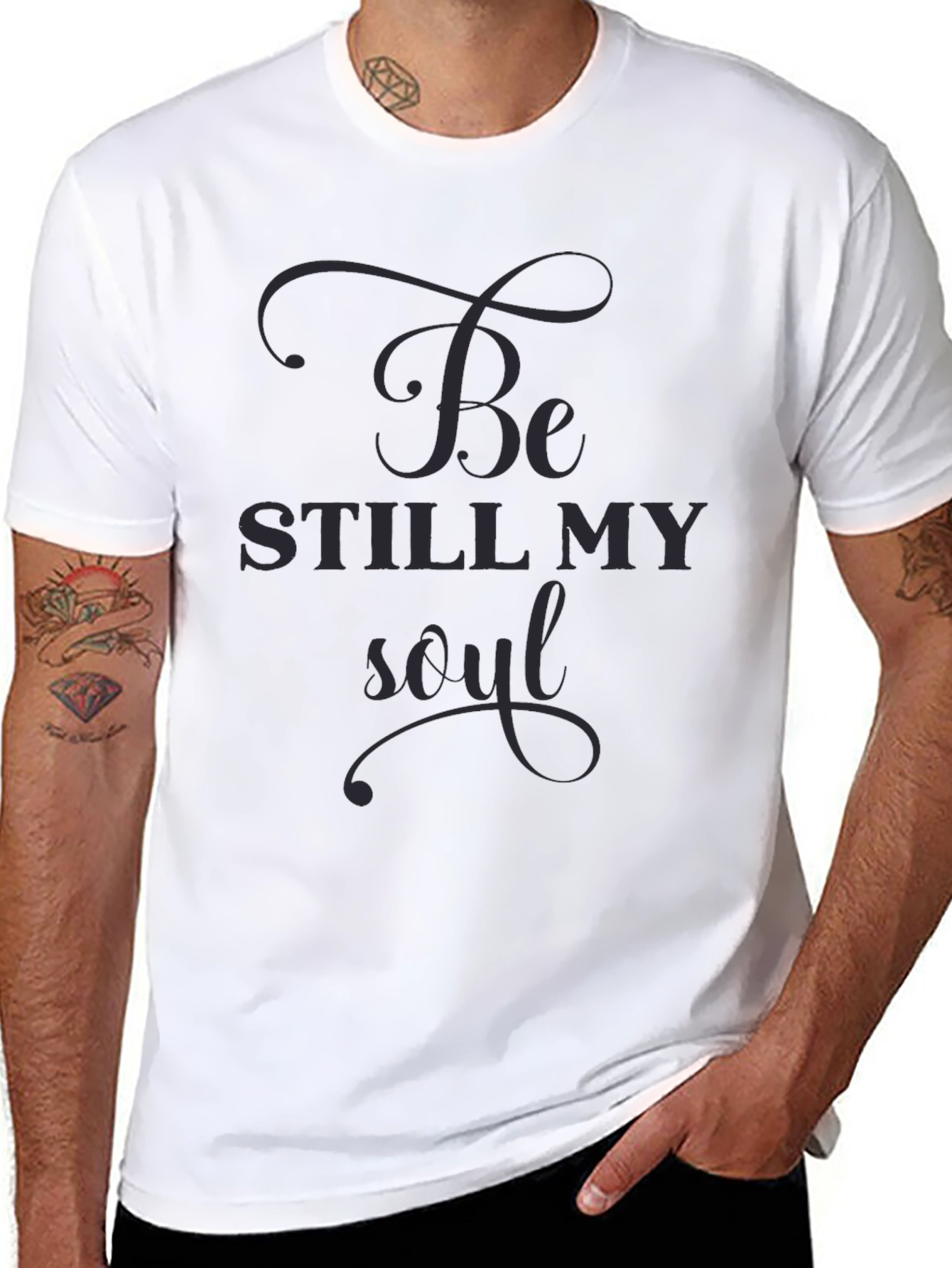 Camiseta Negra con Estampado Be Still My Soul