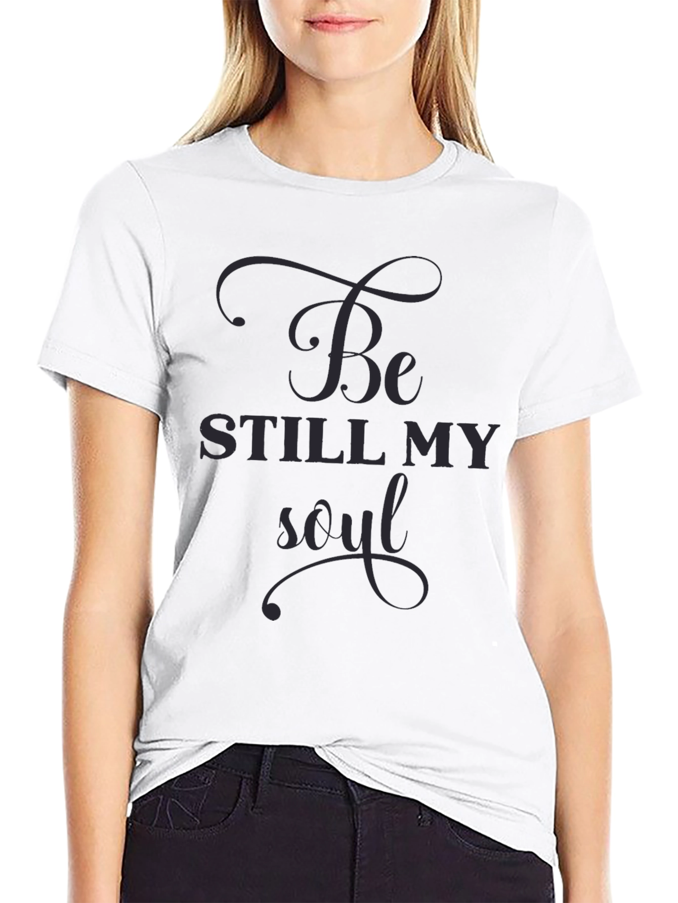 Camiseta Negra con Estampado Be Still My Soul