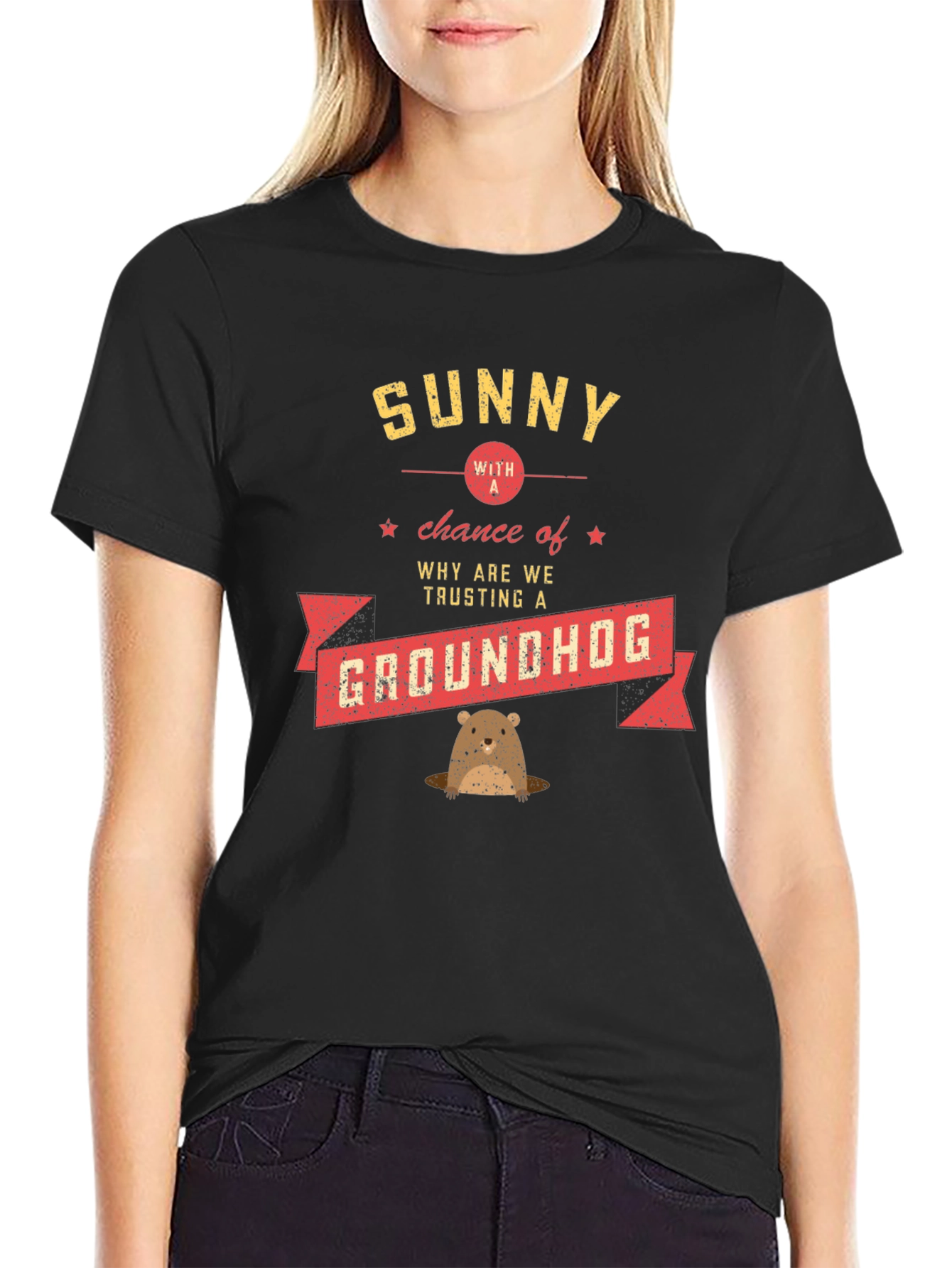 Camiseta Negra Día de la Marmota Hombre