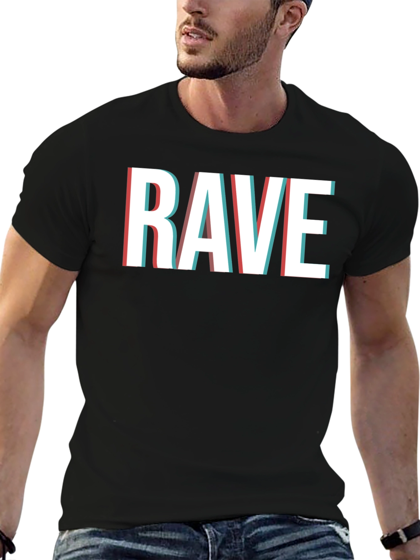 Camiseta Negra RAVE Efecto 3D para Hombre