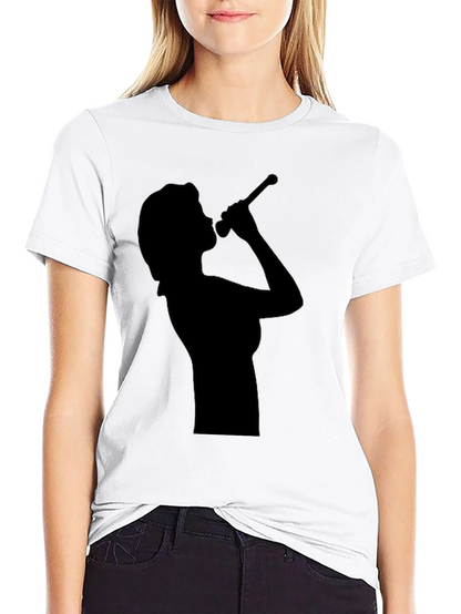 Camiseta Negra con Silueta de Cantante para Hombre