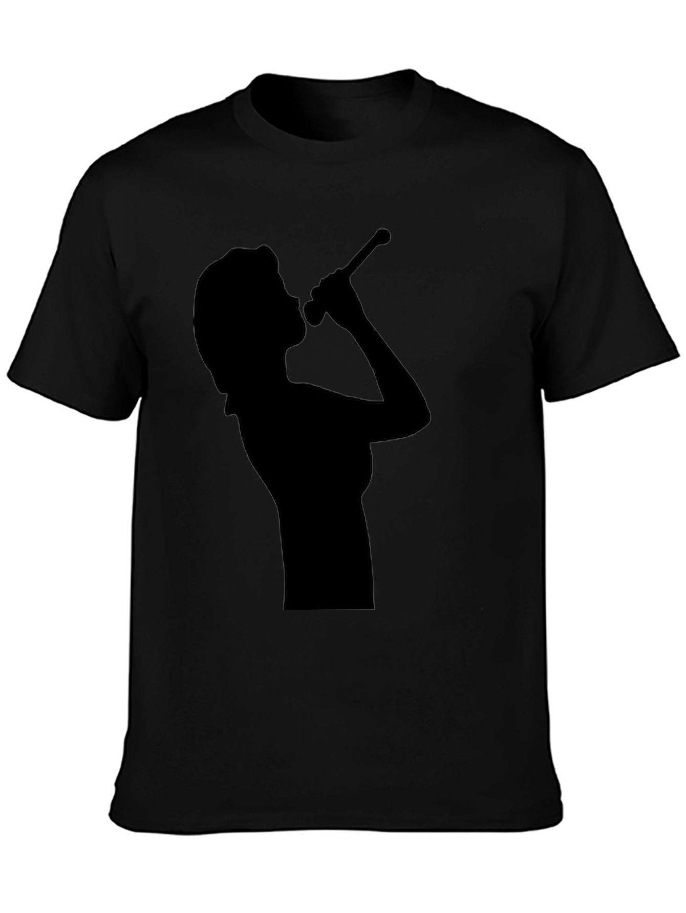 Camiseta Negra con Silueta de Cantante para Hombre