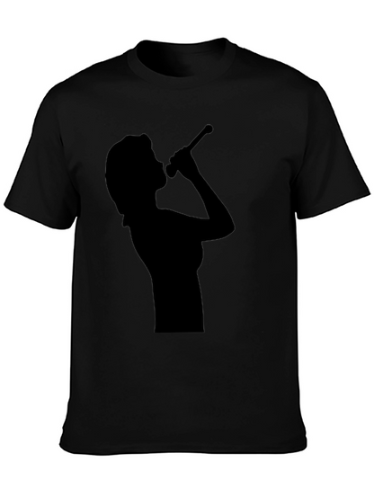 Camiseta Negra con Silueta de Cantante para Hombre