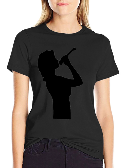 Camiseta Negra con Silueta de Cantante para Hombre