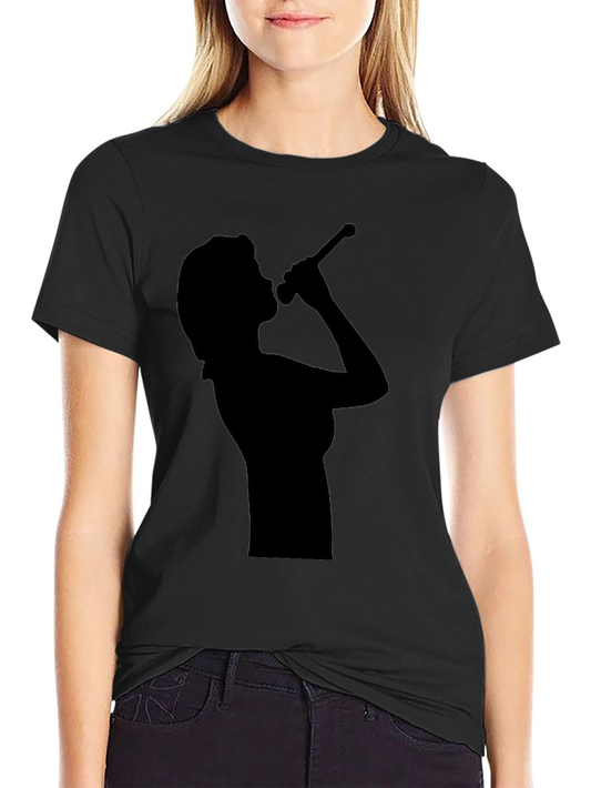 Camiseta Negra con Silueta de Cantante para Hombre