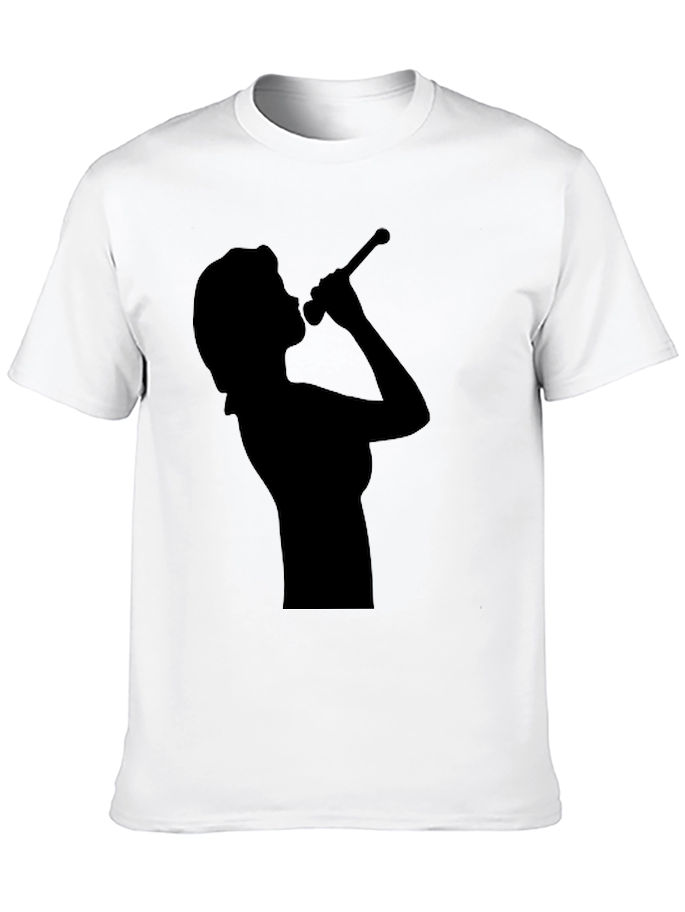 Camiseta Negra con Silueta de Cantante para Hombre