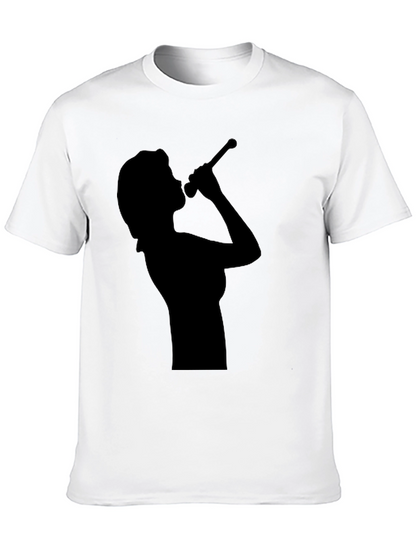 Camiseta Negra con Silueta de Cantante para Hombre
