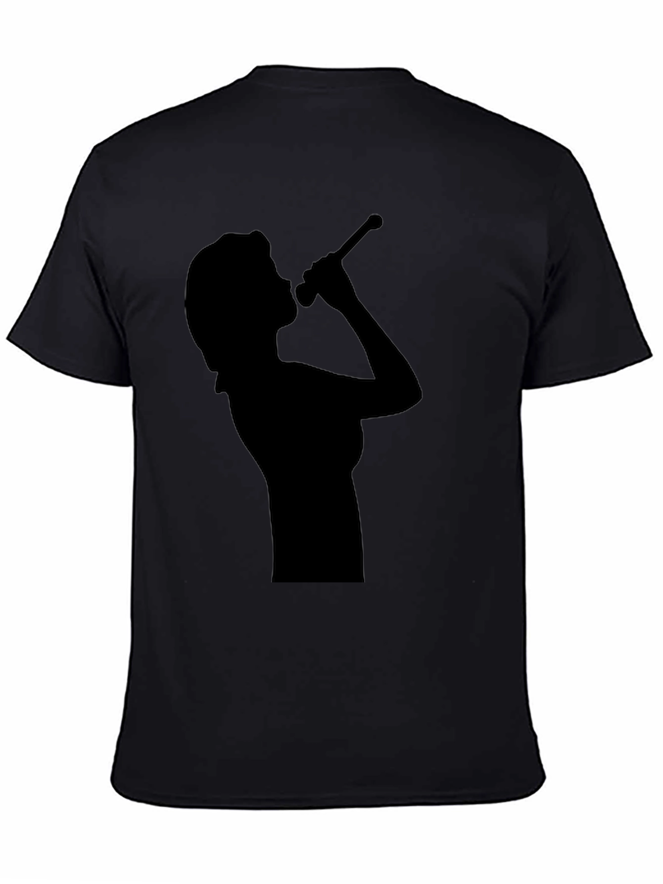 Camiseta Negra con Silueta de Cantante para Hombre
