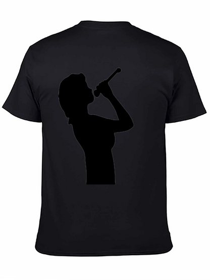 Camiseta Negra con Silueta de Cantante para Hombre
