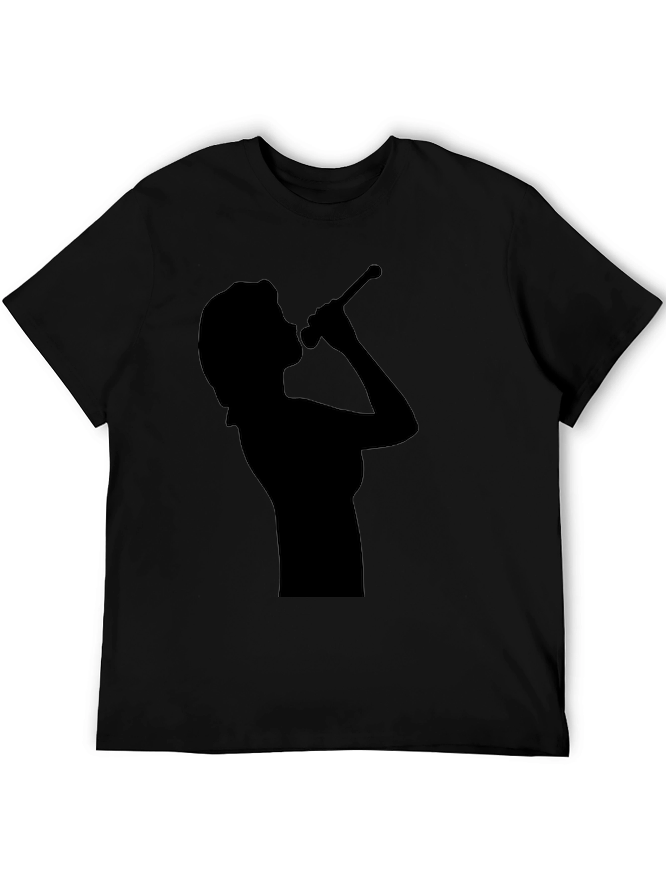 Camiseta Negra con Silueta de Cantante para Hombre