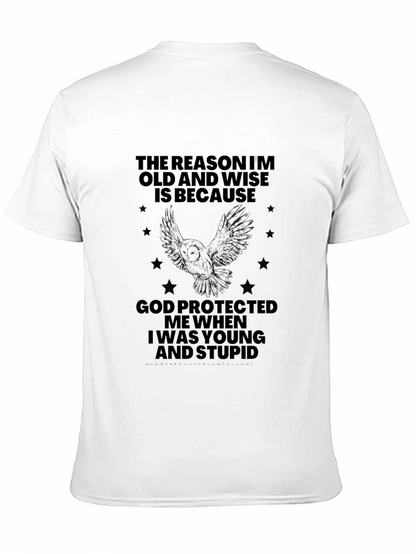 Camiseta Negra Hombre: Viejo Sabio y Protegido