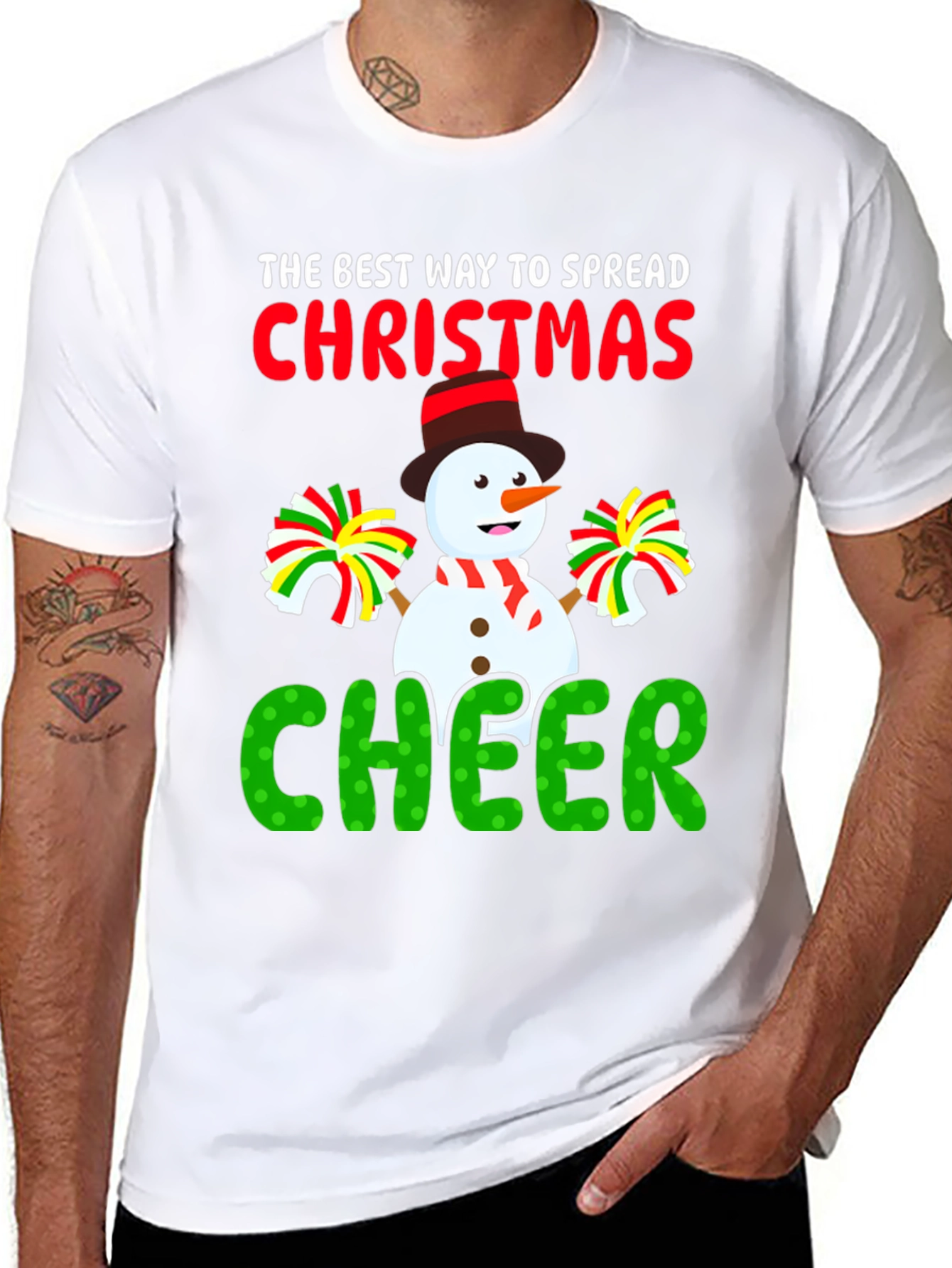 Camiseta Navideña con Muñeco de Nieve Cheerleader