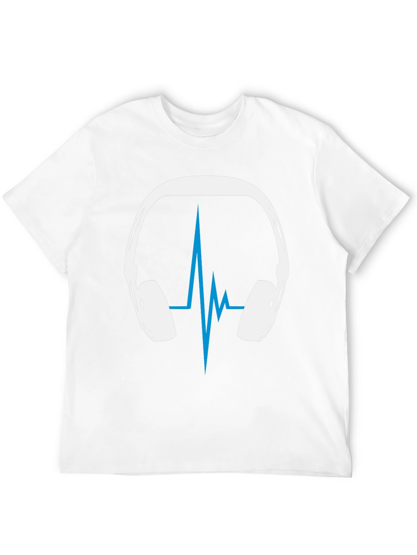 Camiseta Negra Diseño Audífonos y Ritmo Cardíaco