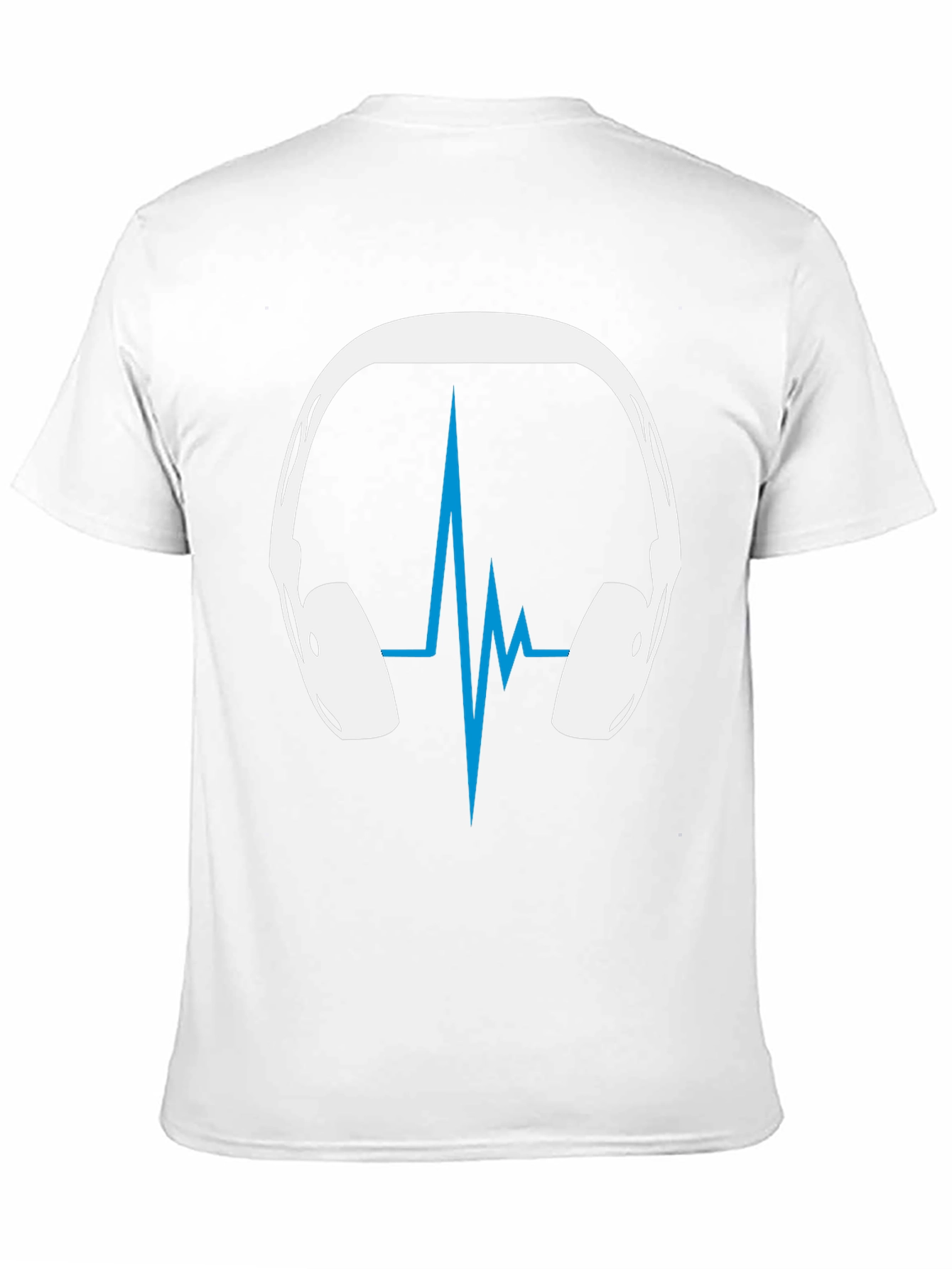 Camiseta Negra Diseño Audífonos y Ritmo Cardíaco