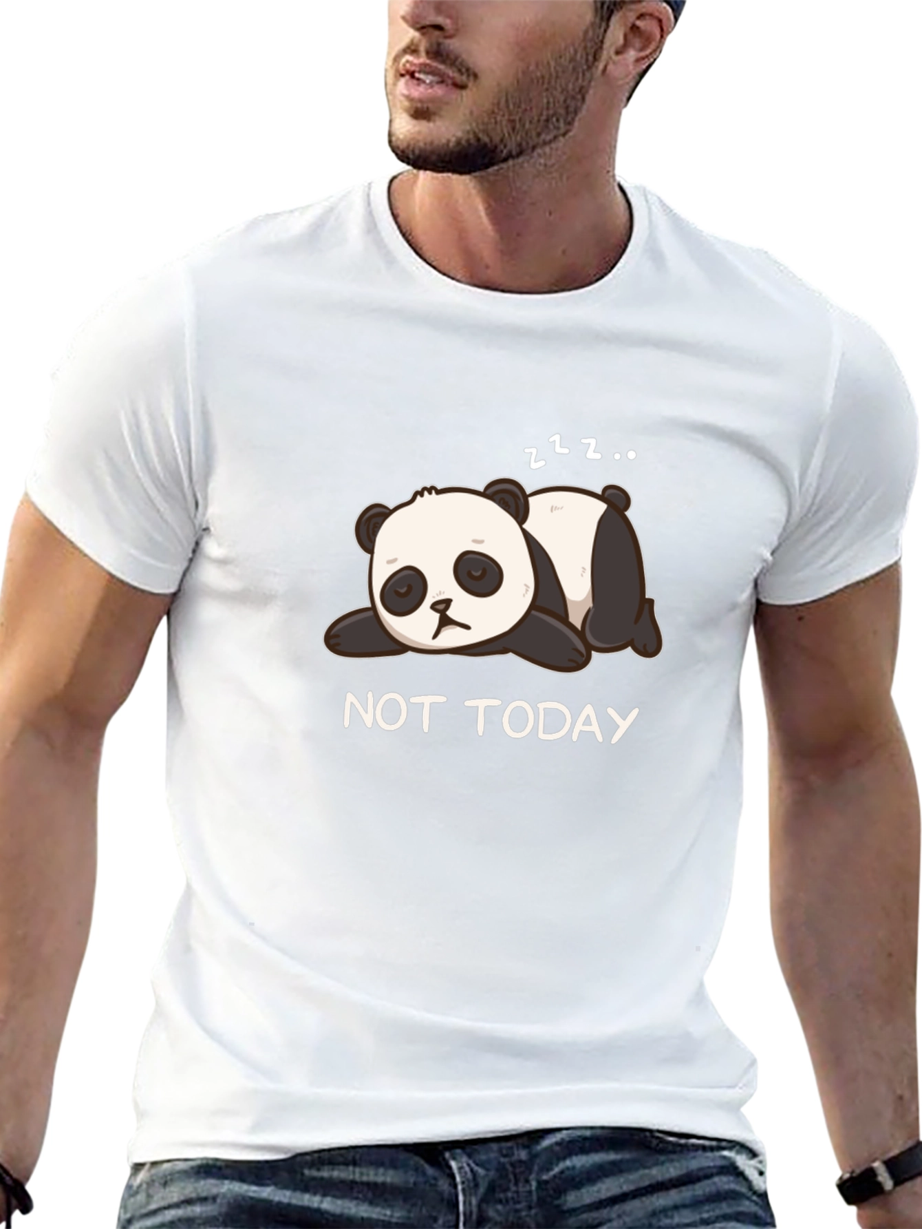 Camiseta Negra Panda Dormilón - No Hoy