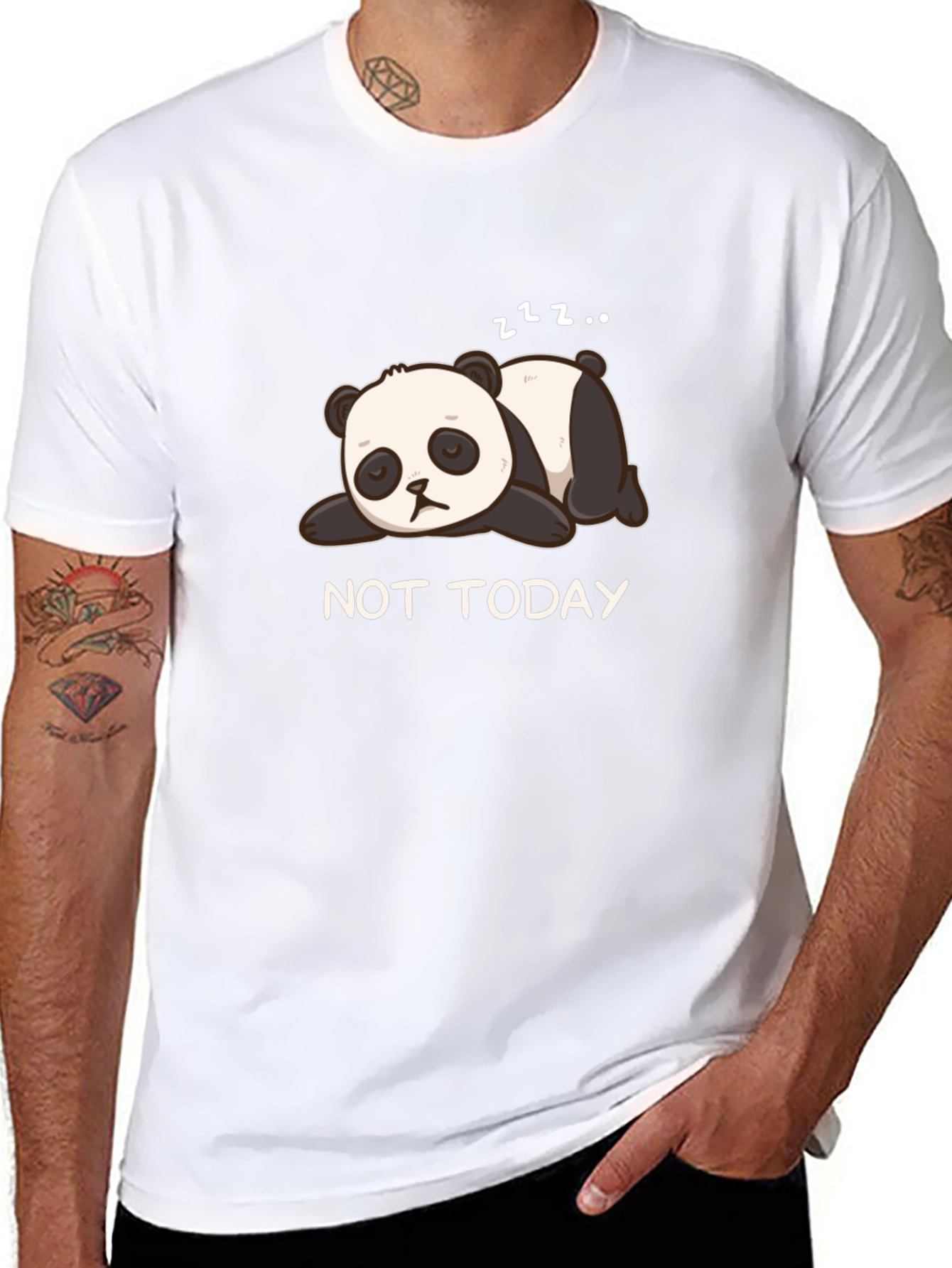 Camiseta Negra Panda Dormilón - No Hoy
