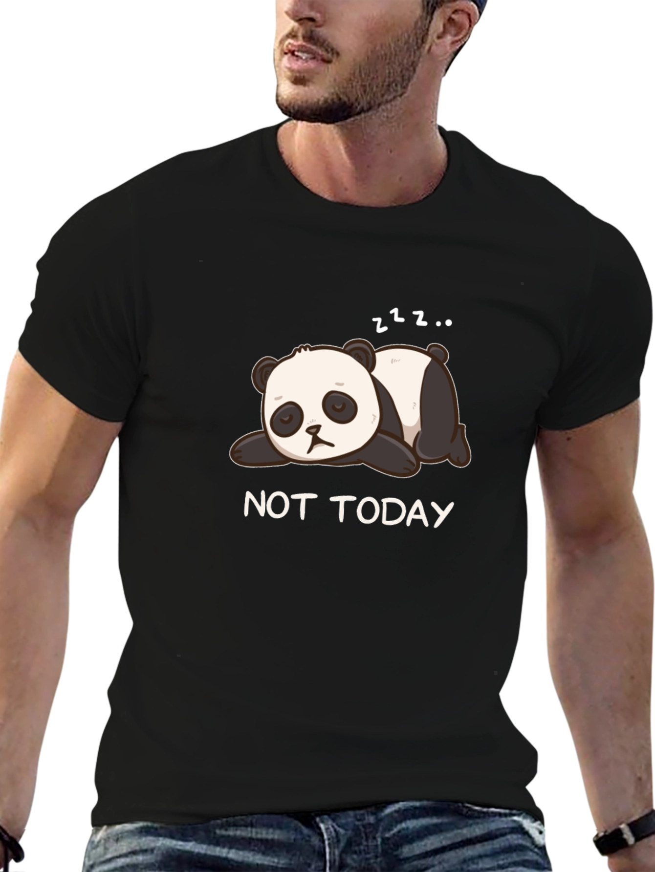 Camiseta Negra Panda Dormilón - No Hoy