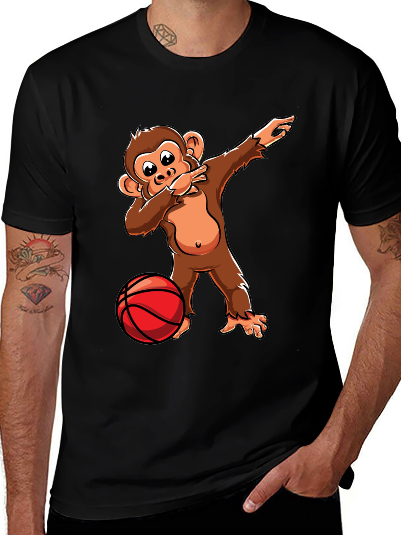 Camiseta Negra con Mono Dabbing Baloncesto