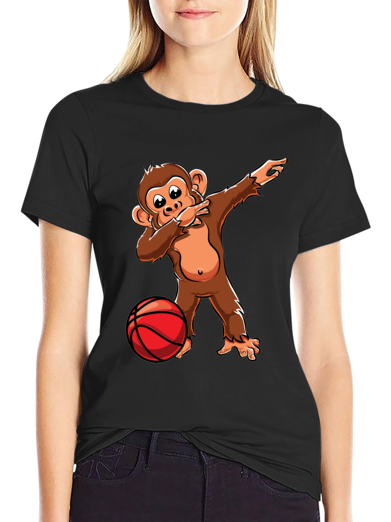Camiseta Negra con Mono Dabbing Baloncesto