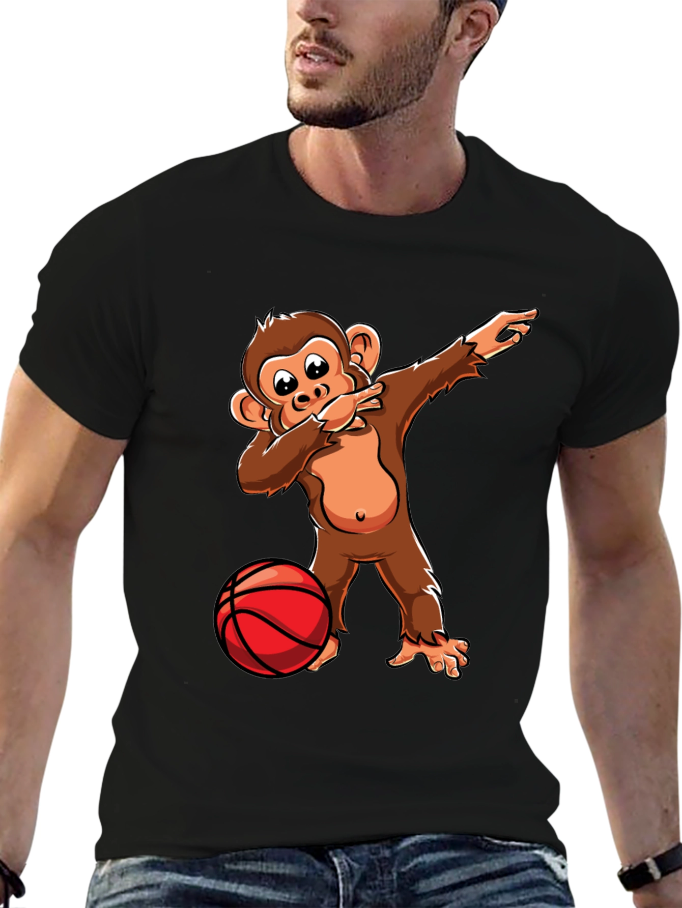 Camiseta Negra con Mono Dabbing Baloncesto