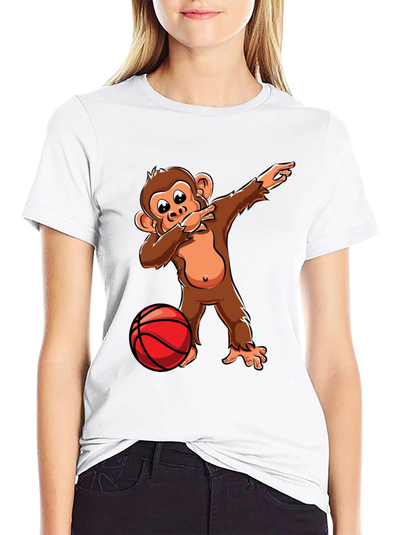 Camiseta Negra con Mono Dabbing Baloncesto