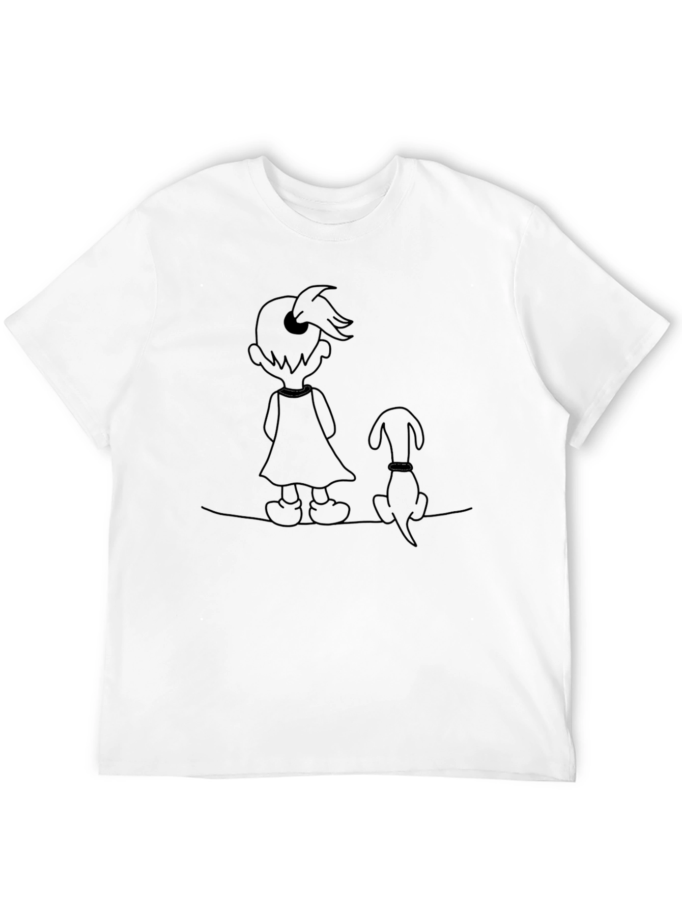 Camiseta Negra Unisex con Diseño de Niña y Perro