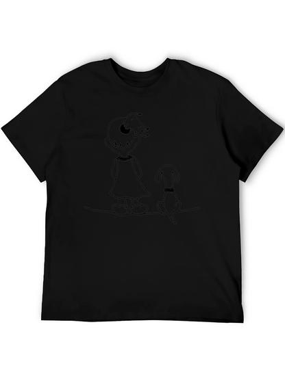 Camiseta Negra Unisex con Diseño de Niña y Perro