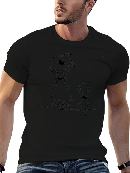 Camiseta Negra Unisex con Diseño de Niña y Perro