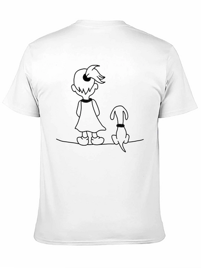 Camiseta Negra Unisex con Diseño de Niña y Perro