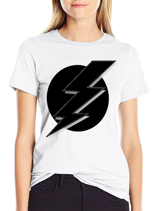 Camiseta Negra Relámpago Círculo Diseño Moderno