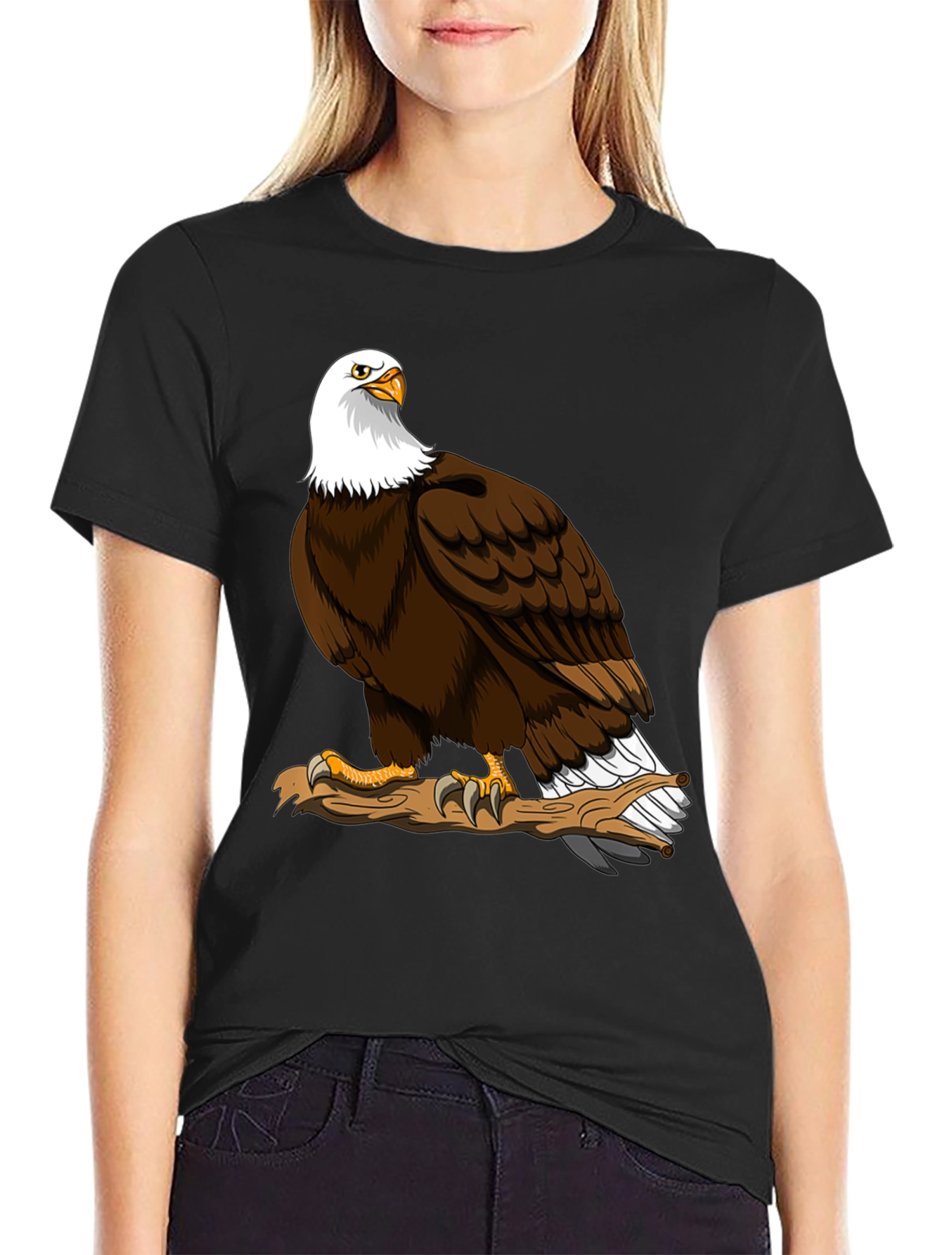 Camiseta Negra con Águila Calva Americana