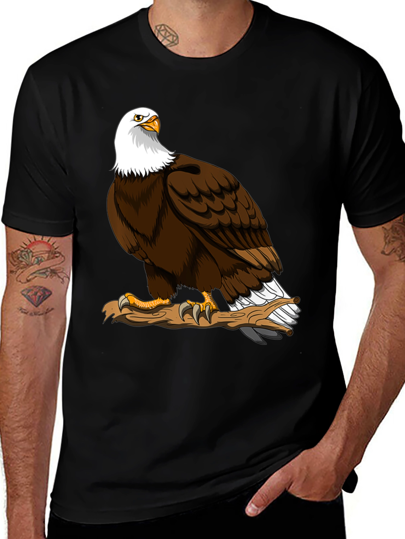 Camiseta Negra con Águila Calva Americana