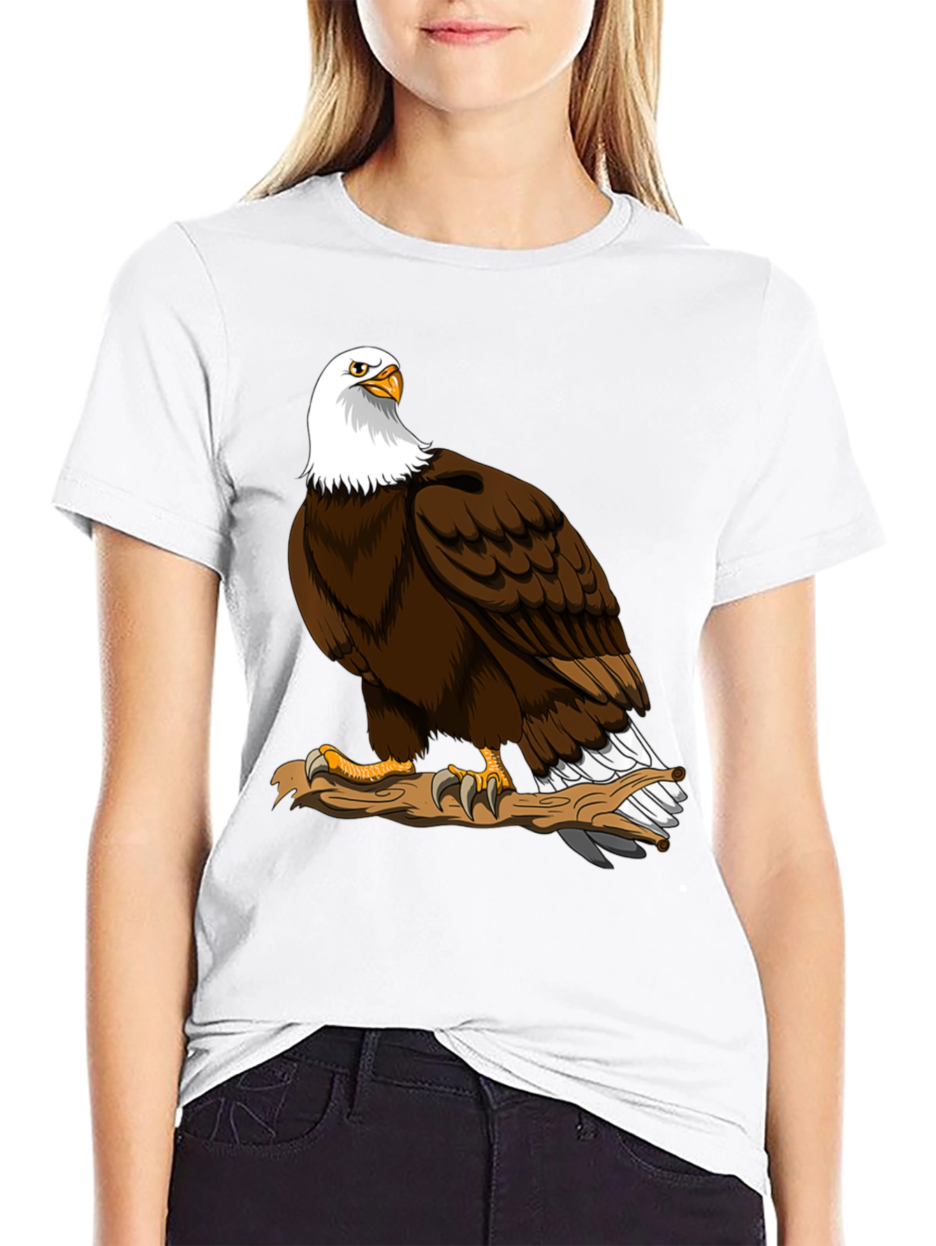 Camiseta Negra con Águila Calva Americana