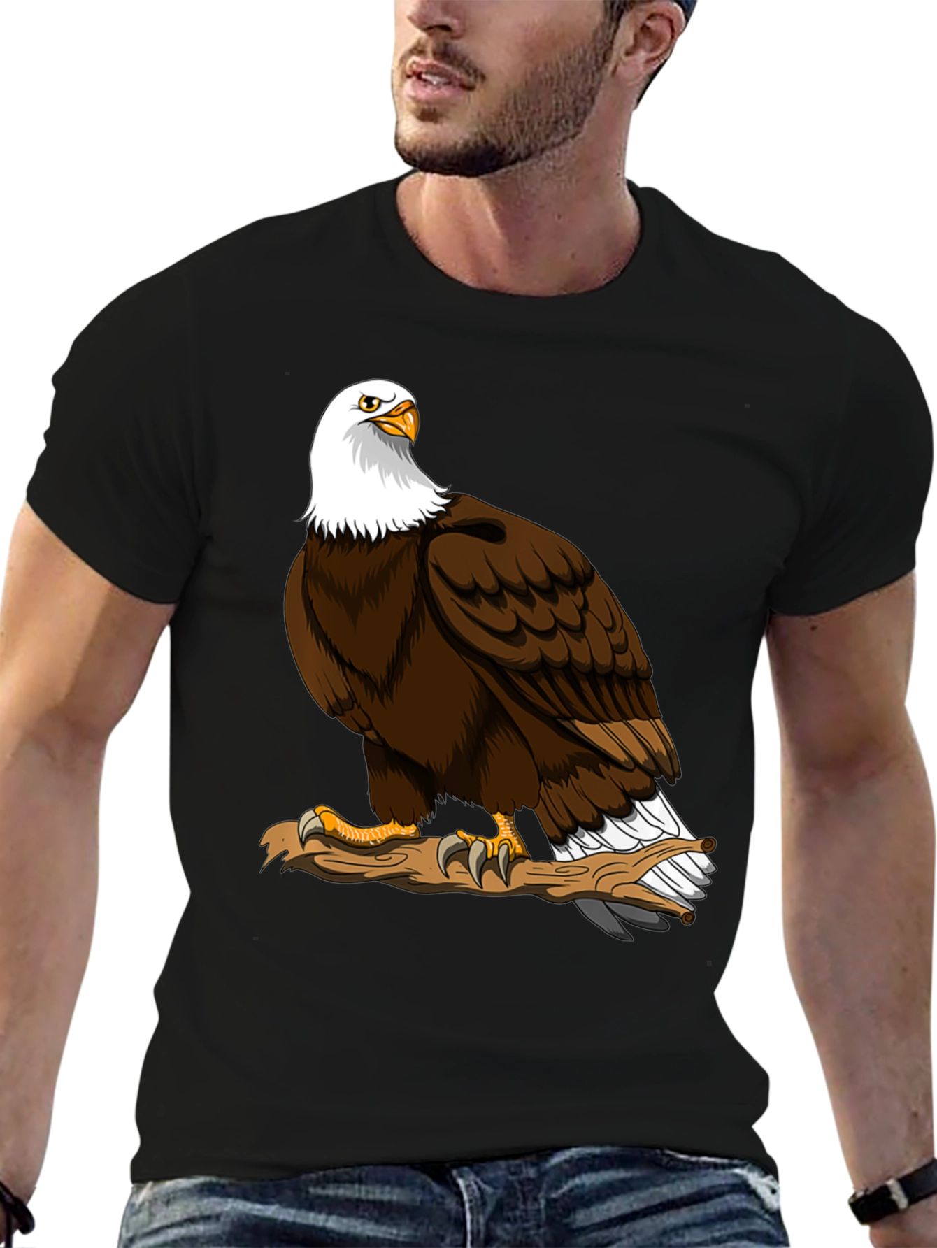 Camiseta Negra con Águila Calva Americana