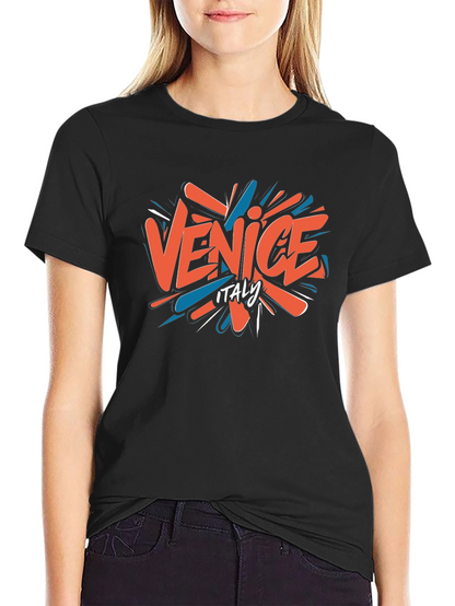Camiseta Negra Venice Italy Casual