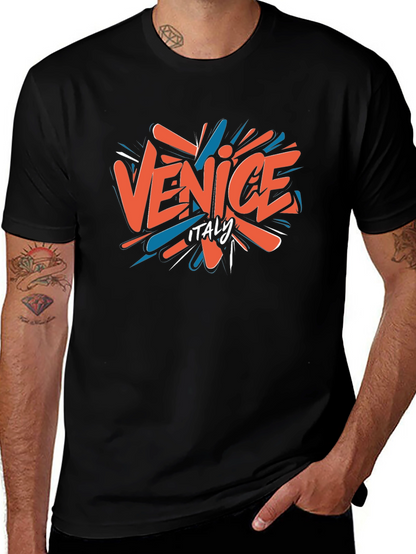 Camiseta Negra Venice Italy Casual