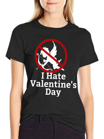 Camiseta Negra Odio San Valentín Diseño Cupido Prohibido