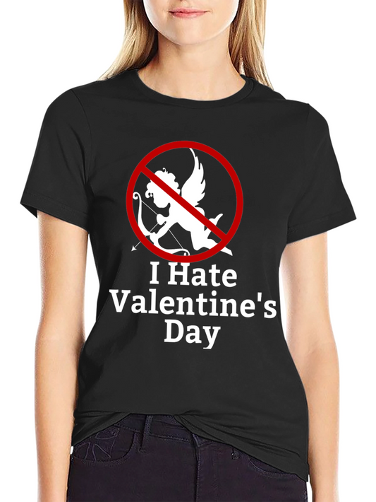 Camiseta Negra Odio San Valentín Diseño Cupido Prohibido
