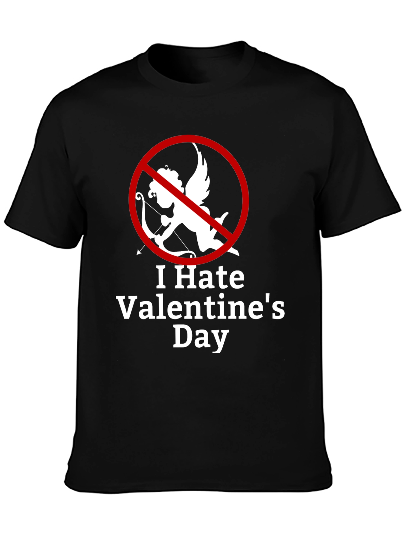 Camiseta Negra Odio San Valentín Diseño Cupido Prohibido