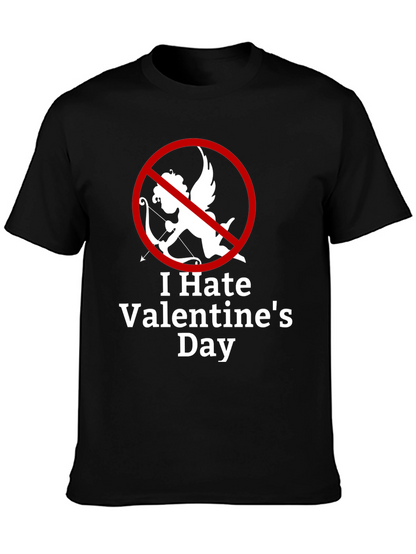 Camiseta Negra Odio San Valentín Diseño Cupido Prohibido